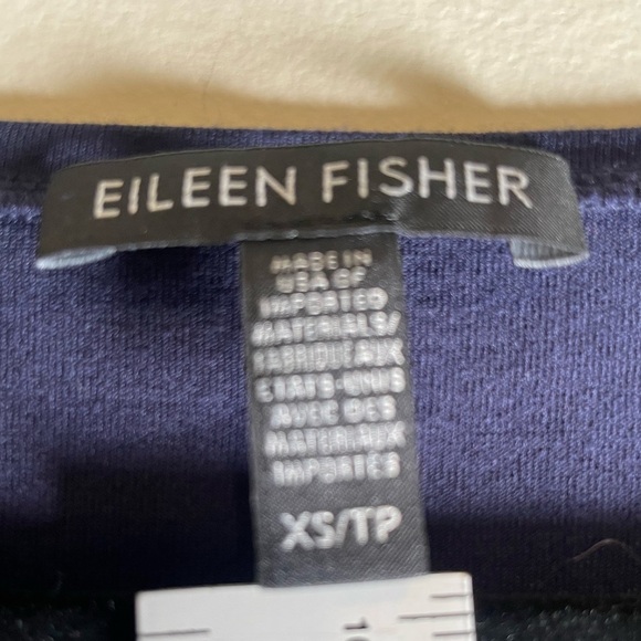 Eileen Fisher Viscose Blue V-Neck Pull Over Dress Sz XS Minimalist 3/4 Sleeves - Picture 5 of 9